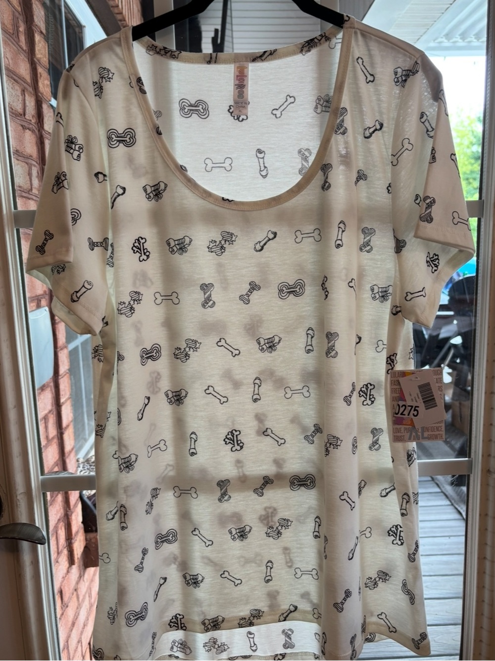 LulaRoe NWT XL Classic T Tee Shirt Top Dog Bones White Black